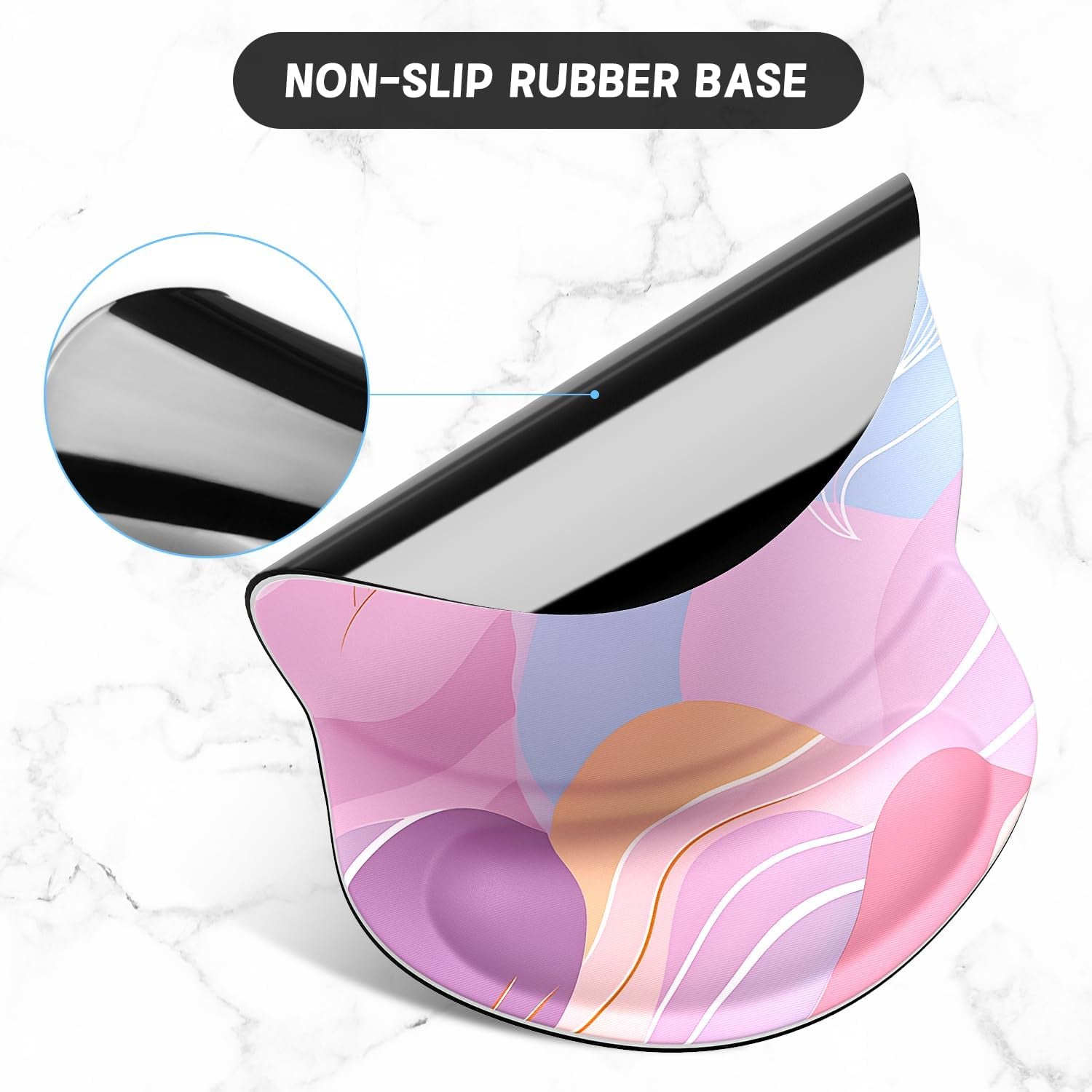 Ergonomic Mouse Pad with Gel Wrist Support Small Wrist Rest Smooth Surface Non-Slip PU Base Comfortable Office Supplies Pain Relief, 8.7 X 7.2 Inches, Art Style Pattern