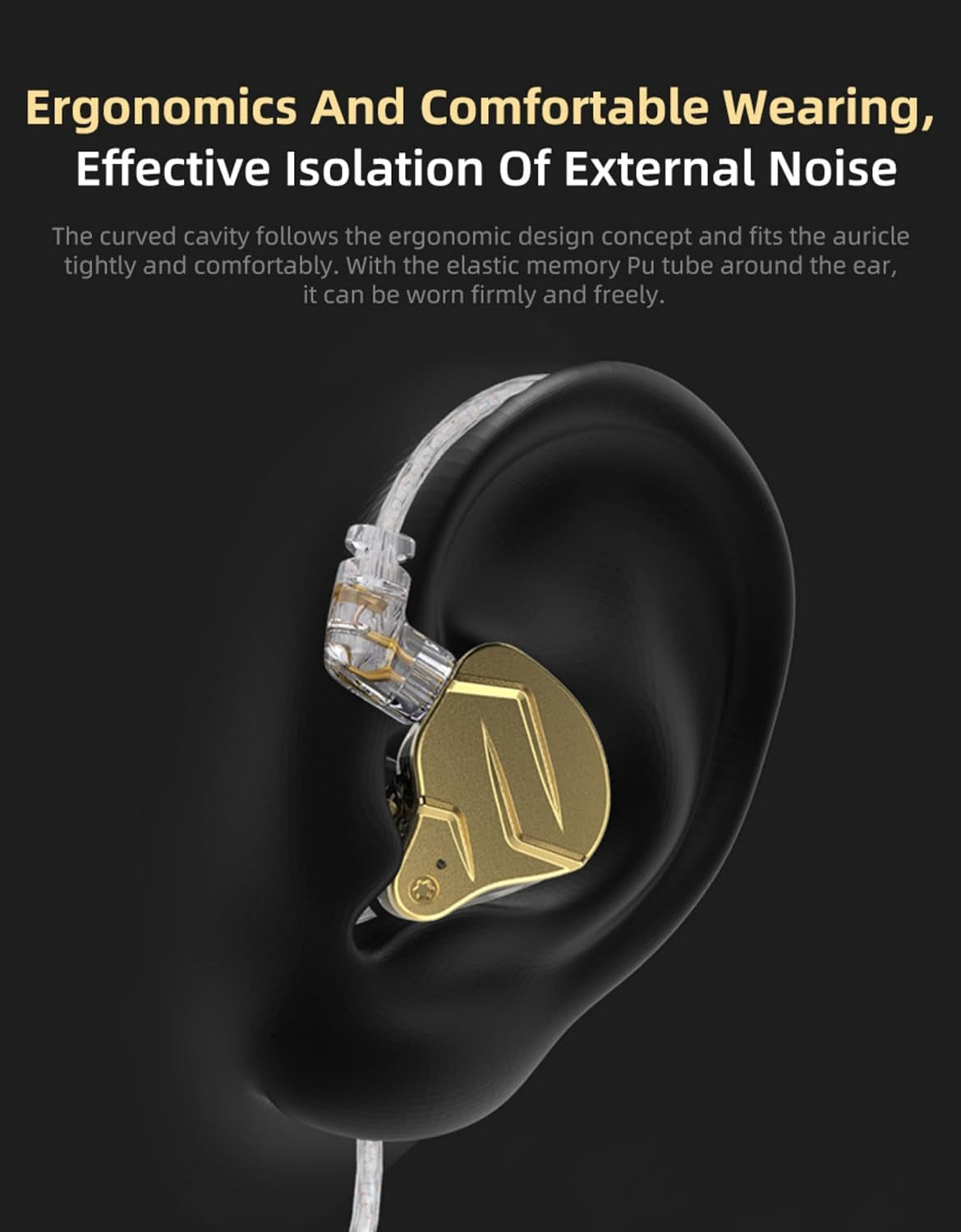 KZ ZSN PRO X in Ear Monitor Headphones Gaming Earbuds, High Fidelity Wired Earbuds, Hybrid Dual Driver IEMS Earphones with 1BA 1DD Detachable Tangle-Free Cable for Computer Tablet (Gold, without Mic)