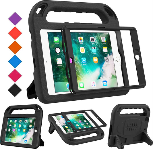 Case for Ipad Mini 1 2 3, Ipad Mini 1/2/3 Case for Kids - Built-In Screen Protector, Shockproof Lightweight Hard Cover Handle Stand Kids Case for Ipad Mini 1St 2Nd 3Rd Generation, Black